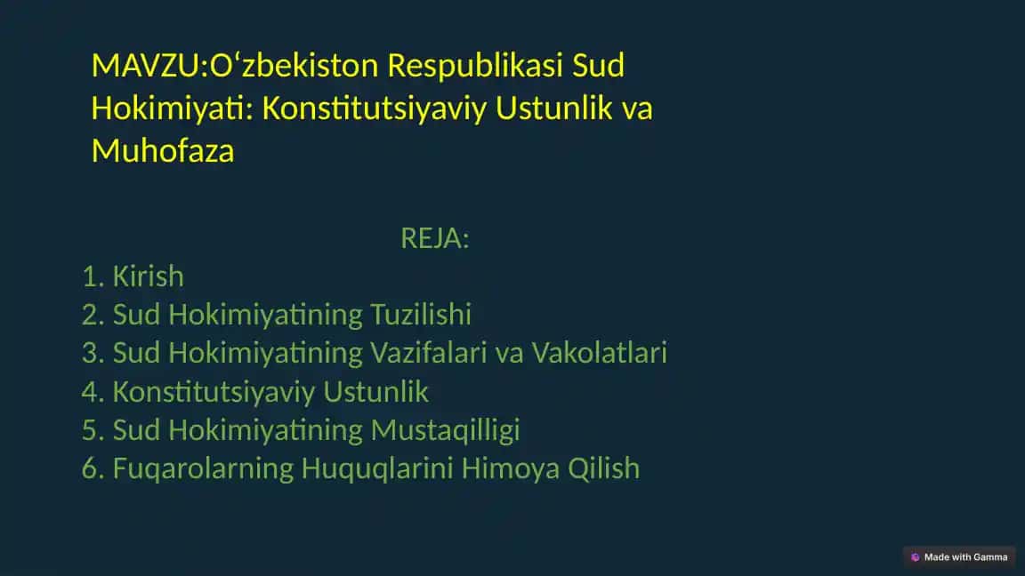 Oʻzbekiston Respublikasi Sud Hokimiyati: Konstitutsiyaviy Ustunlik va Muhofaza