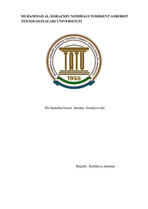 Ma’lumotlar bazasini loyihalash