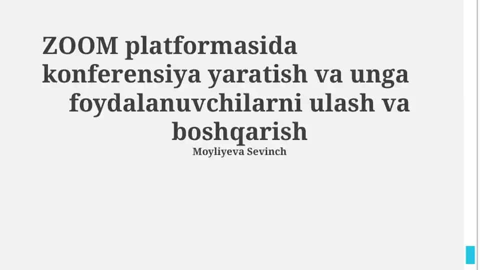 ZOOM platformasida Konferensiya yaratish va unga foydalanish