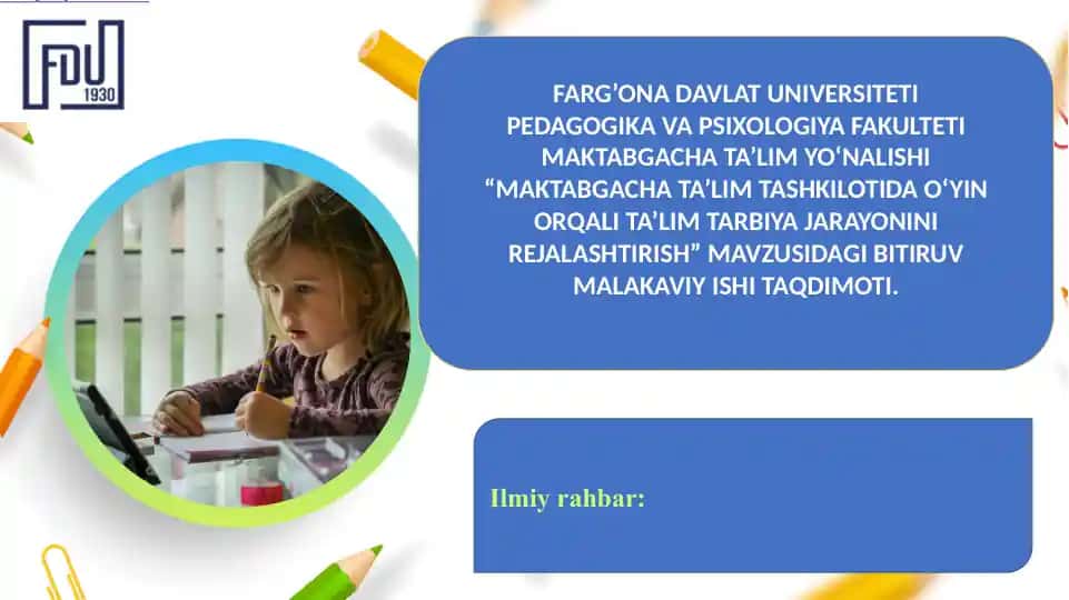 Maktabgacha Ta'lim Tashkilotida O'yin Orqali Ta'lim Tarbiya Jarayonini Rejalashtirish6000