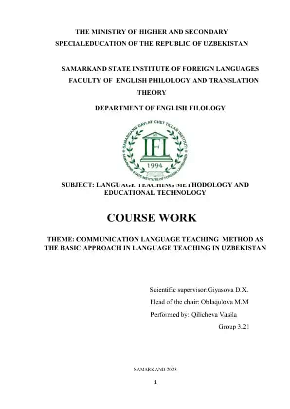 COMMUNICATION LANGUAGE TEACHING METHOD AS THE BASIC APPROACH IN LANGUAGE TEACHING IN UZBEKISTAN