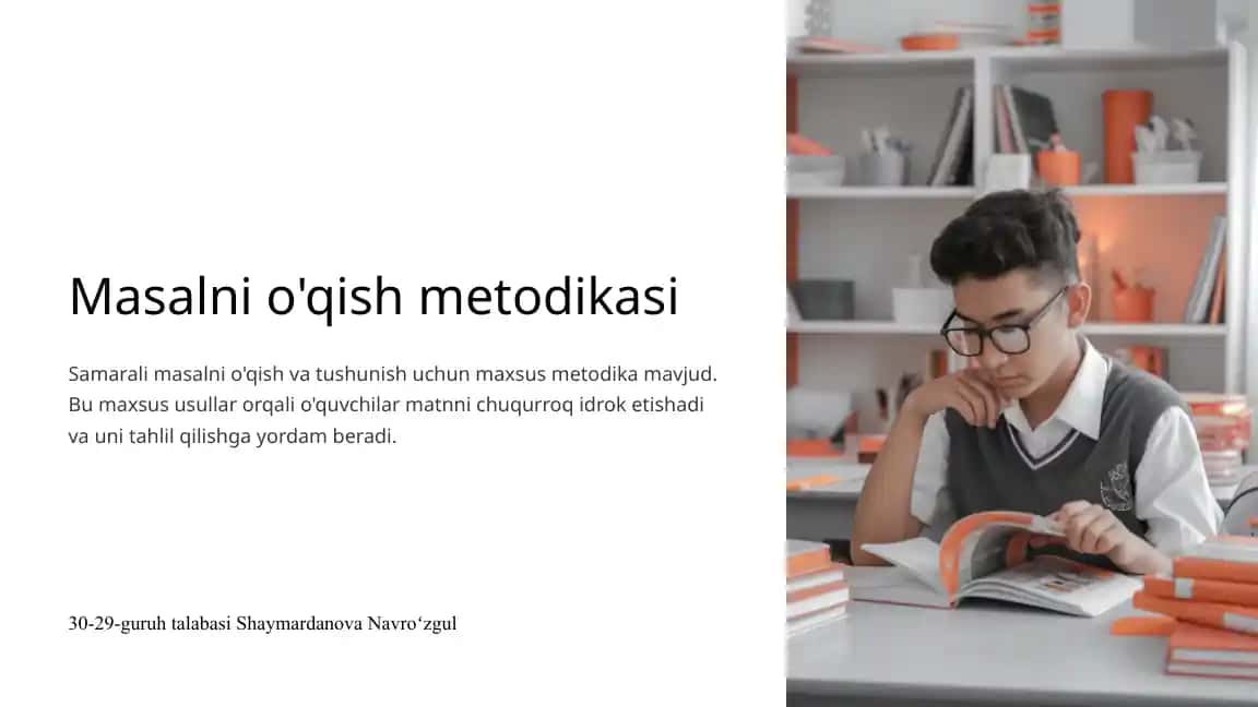 Masalni o'qish metodikasi