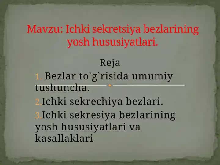 Ichki sekresiya bezlari haqida
