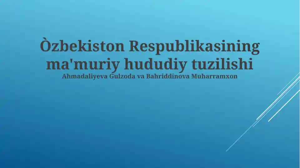 O‘zbekiston Respublikasining ma'muriy hududiy tuzilishi