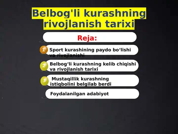 Belbog'li kurashning rivojlanish tarixi