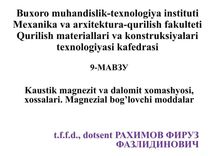 Kaustikmagnezit va dalomit xomashyosi