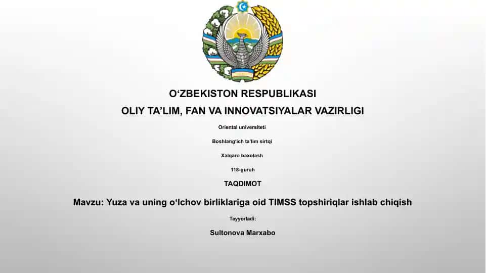 TIMSS Topshiriqlar