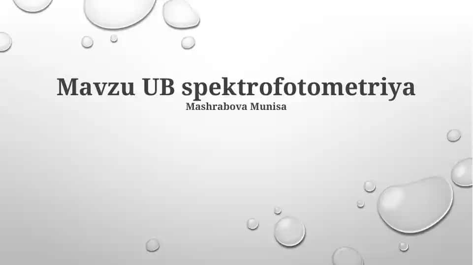 Ultrabinafsha Spektrofotometriyasi
