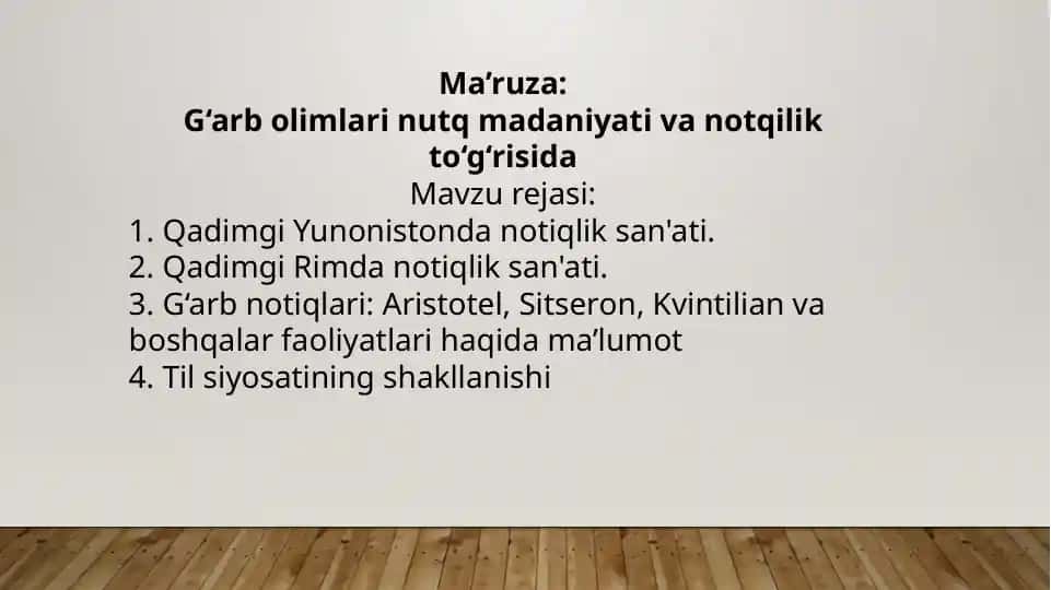 G‘arbolimlarin utqma dan notqilik to‘g‘risida
