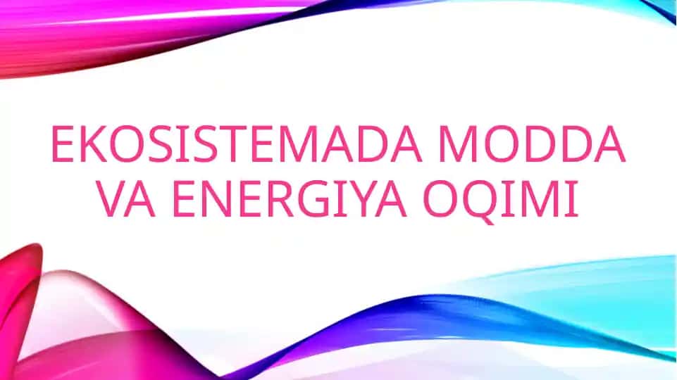 Ekosistemada modda va energiya oqimi