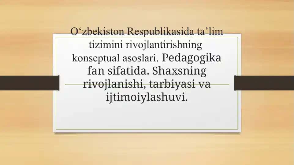O‘zbekiston Respublikasi Ta'lim to‘g‘risida Qonuni