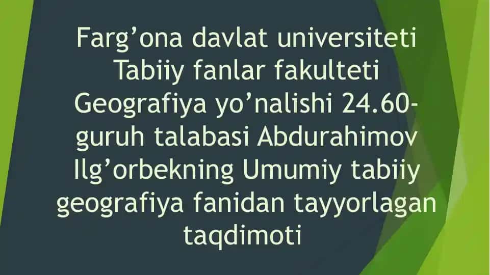 Gidrosfera va uning tarkibiy qismlari
