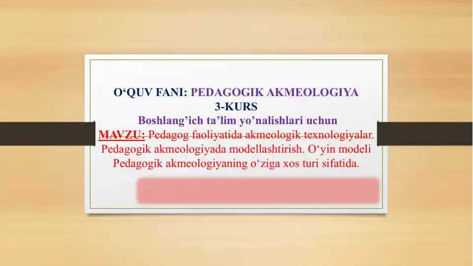 Pedagogik Akmeologiya