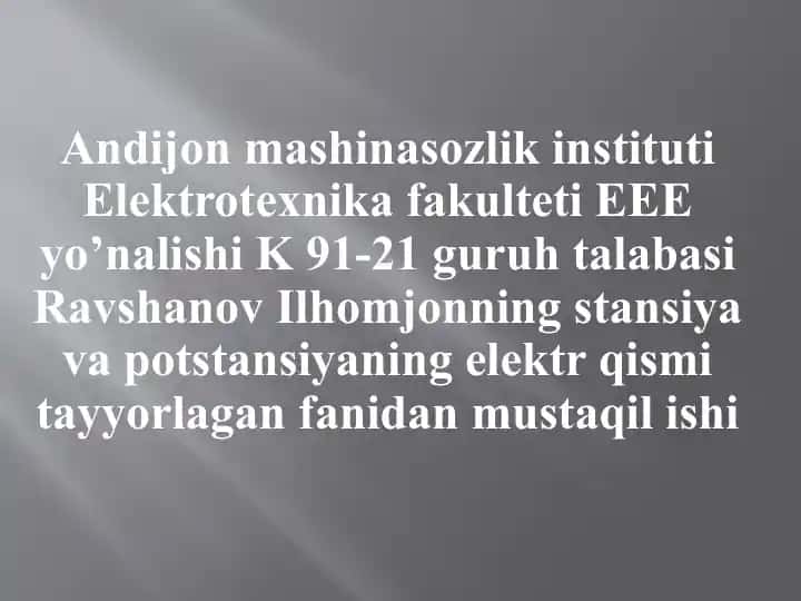 Generatorlarning maydonini avtomatik rostlash (ARV)