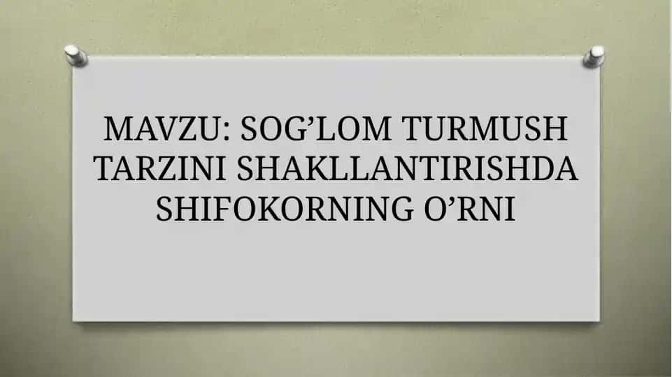 Sog’lom Turmush Tarzi