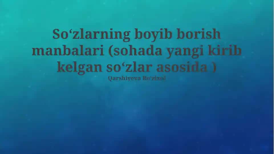 Soʻzlar va Terminologiyalar