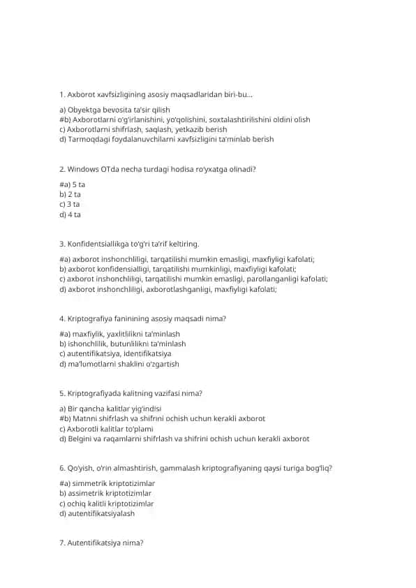 Kriptografiya va axborot xavfsizligi