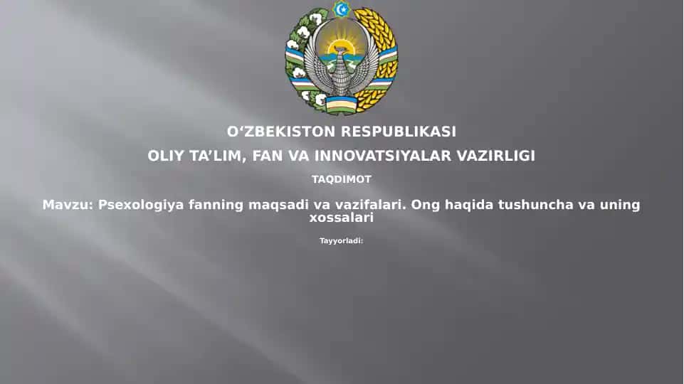 Psexologiyafanning maqsadi va vazifalari