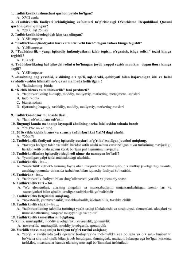 Tadbirkorlik va Biznes