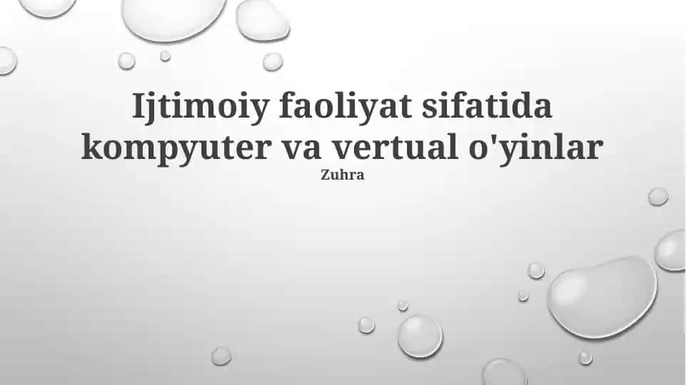 Kompyuter va virtual o'yinlar