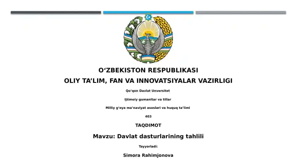 Davlat dasturlarining tahlili