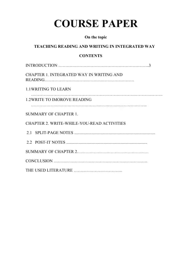 TEACHING READING AND WRITING IN INTEGRATED WAY