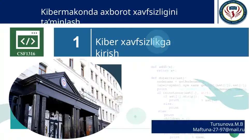 Kiber xavfsizlikga kirish