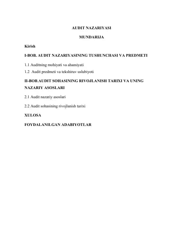 AUDIT NAZARIYASI