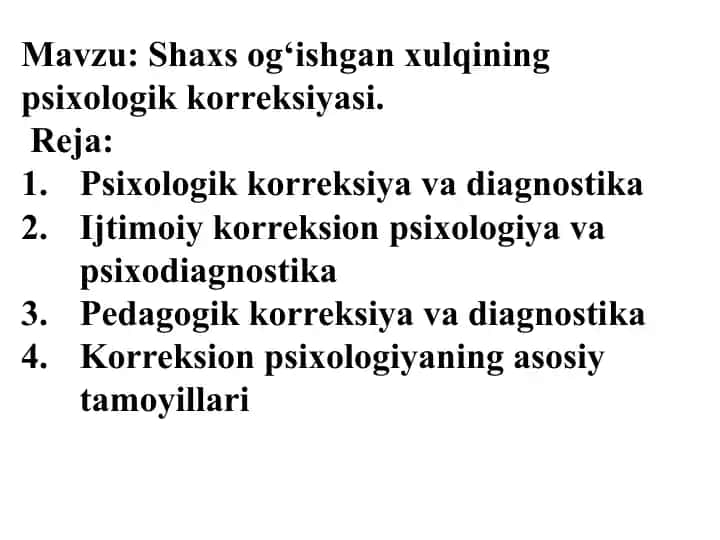 Psixologik korrektsiya va diagnostika