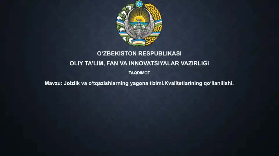 Joizlik va o‘tqazishlarning yagona tizimi