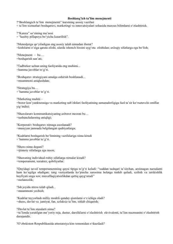 Boshlang’ich ta’lim menejmenti