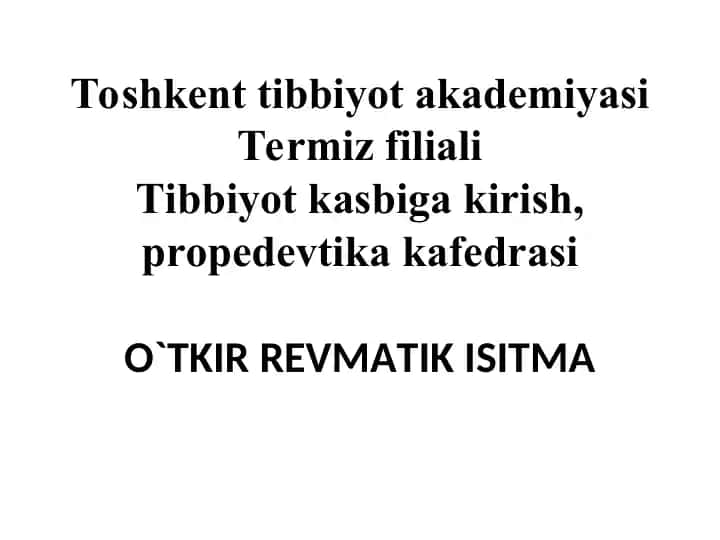 O`TKIR REVMATIK ISITMA
