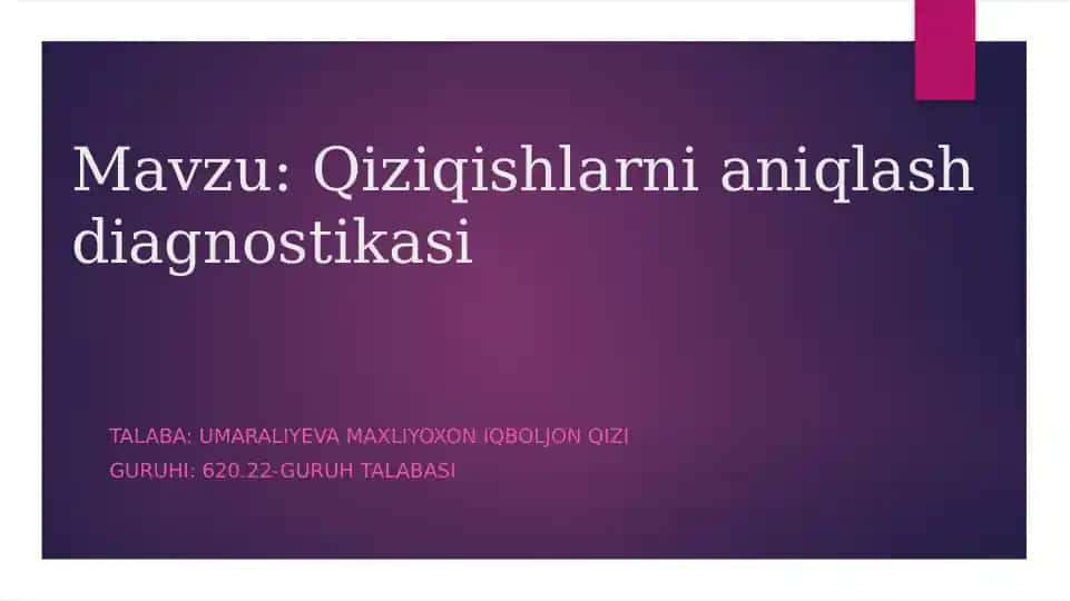 Qiziqishlarni aniqlash diagnostikasi