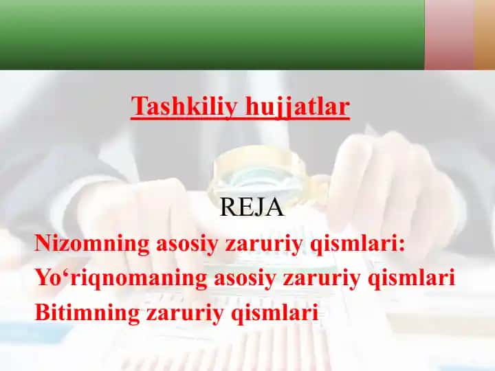 Tashkiliy hujjatlar