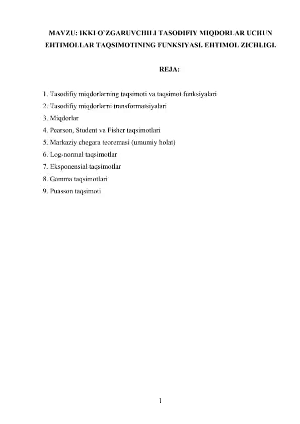 Tasodifiy miqdorlarning taqsimoti va taqsimot funksiyalari