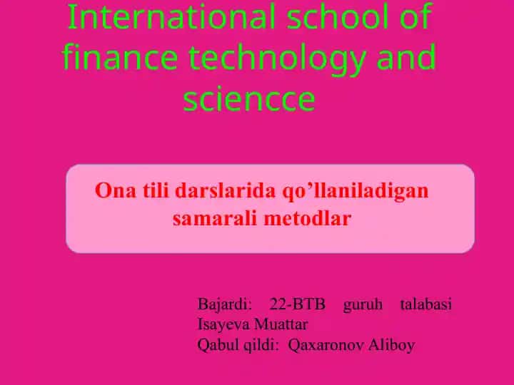 Ona tili o'qitish metodikasi