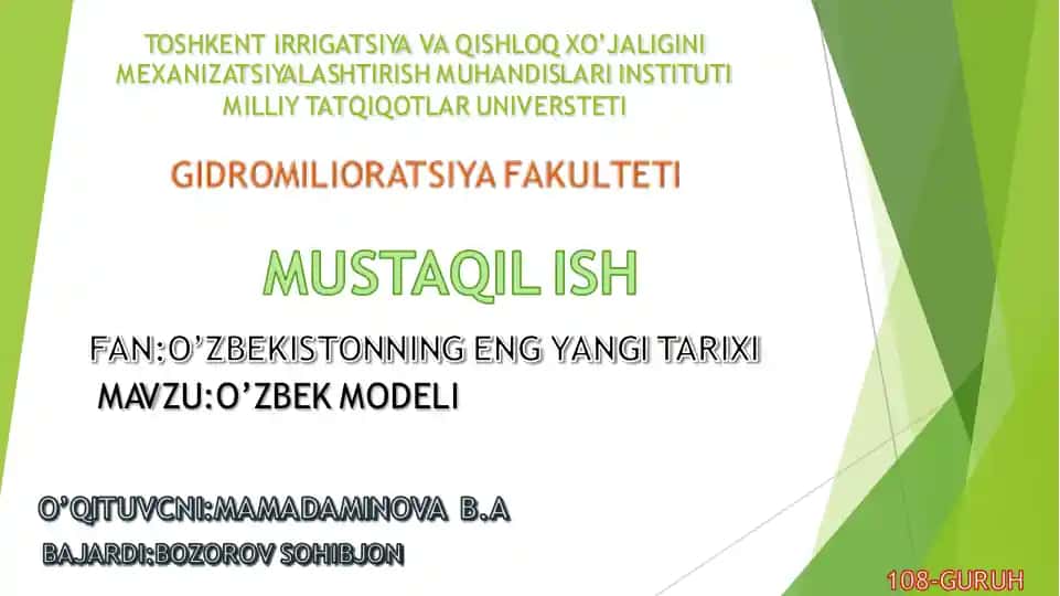 O'ZBEK MODELI
