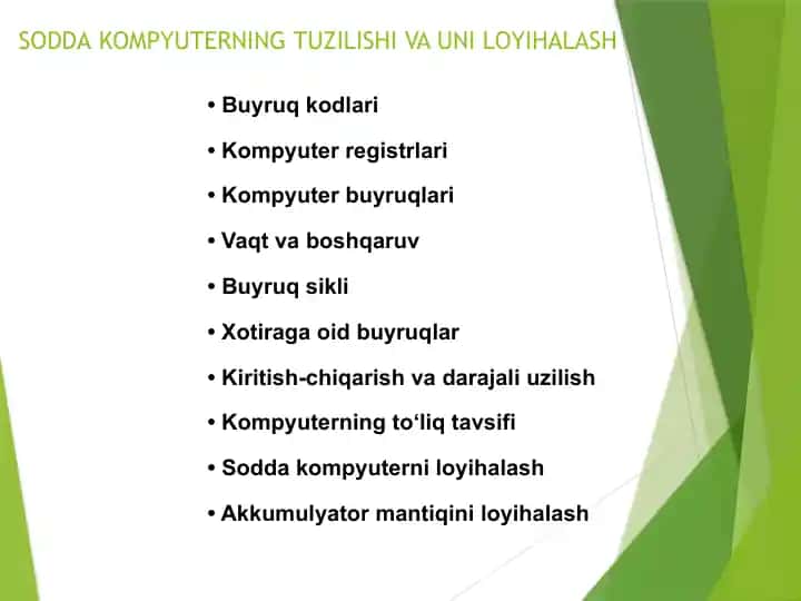 Sodda kompyuterning tuzilishi va loyihalash