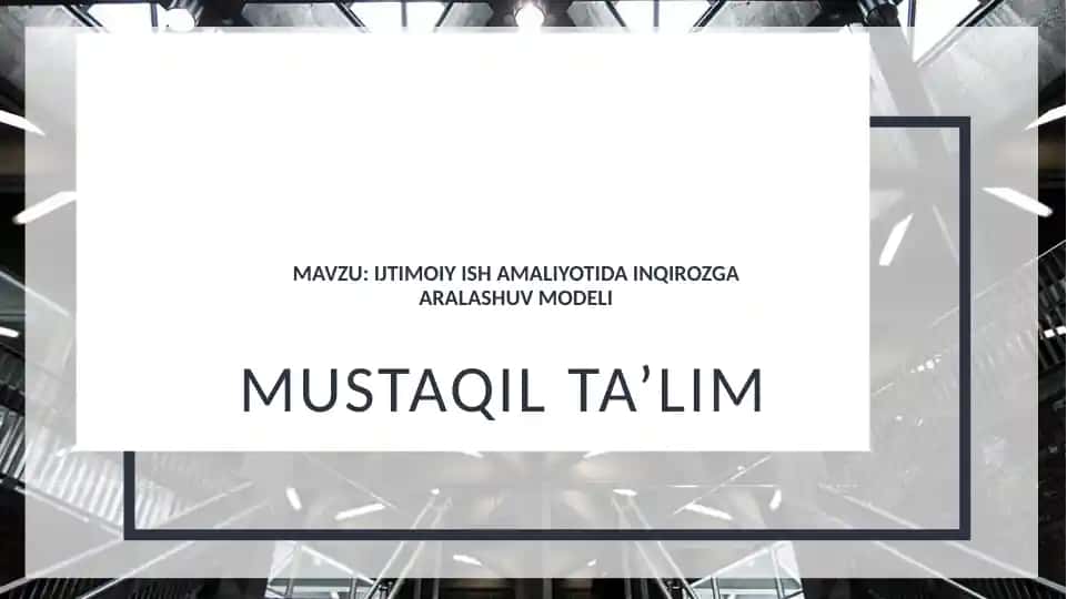 Ijtimoiy ish amaliyotida inqirozga aralashuv modeli
