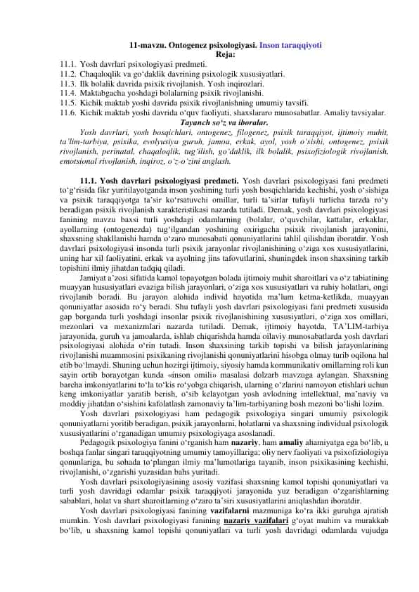 Ontogenez psixologiyasi