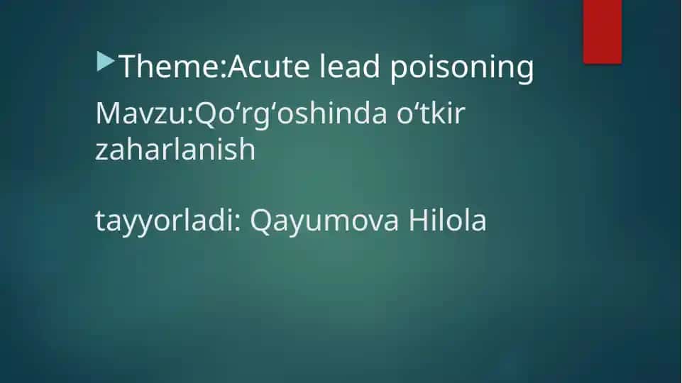 Qo‘rg‘oshinda o‘tkir zaharlanish