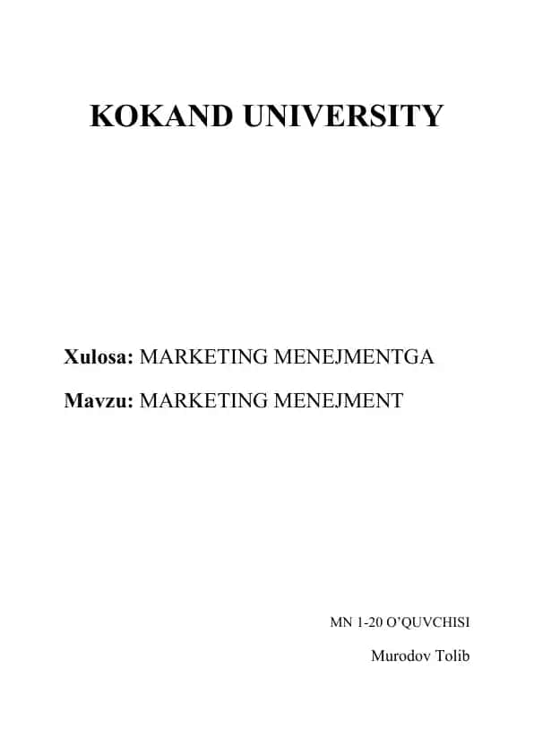 Marketing Menejment