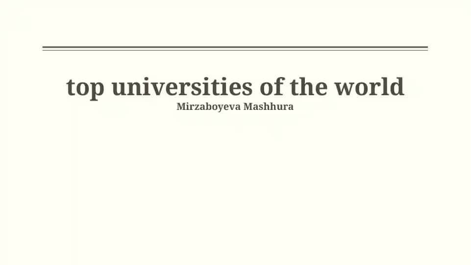 Top universities of the world
