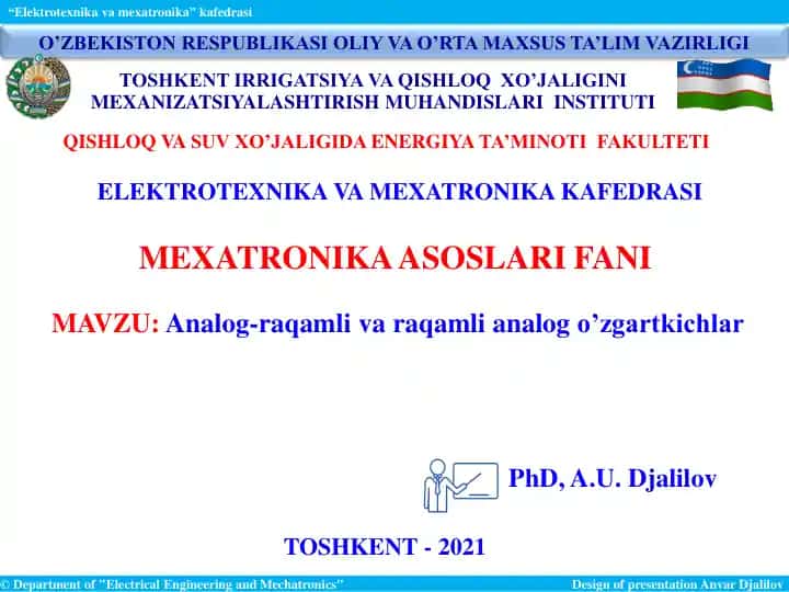 Analog-raqamli va raqamli analog o’zgartkichlar