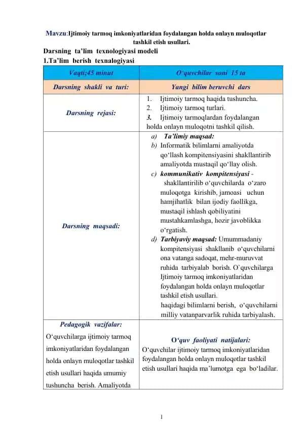 Ijtimoiy tarmoq imkoniyatlaridan foydalangan holda onlayn muloqotlar tashkil etish usullari