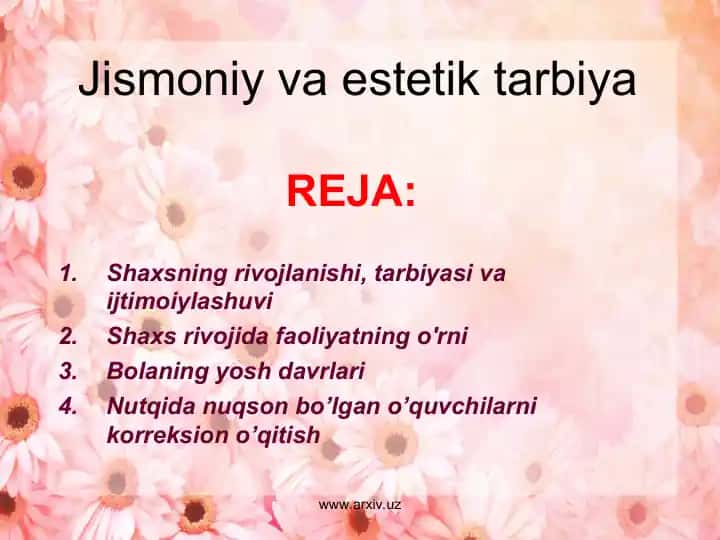 Jismoniy va Estetik Tarbiya