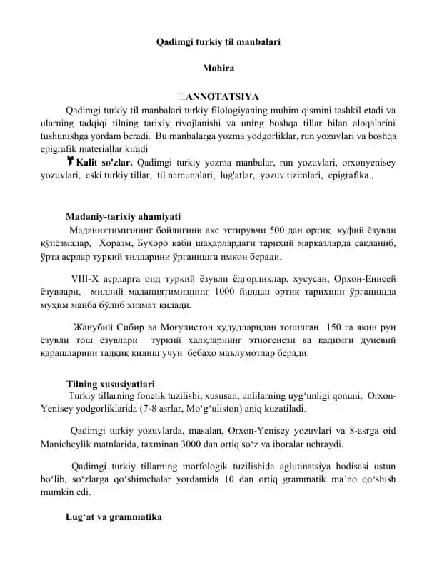Qadimgi Turkiy Til Manbalari