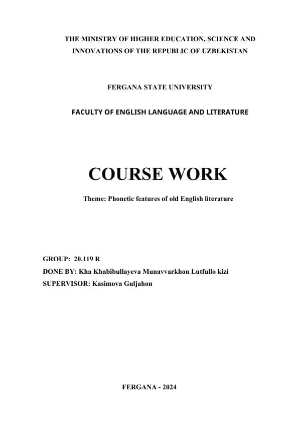 Phonetic Features of Old English Literature