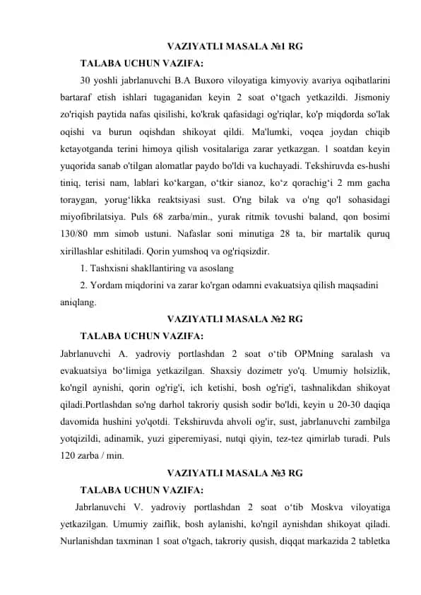 Jabrlanuvchilarga birinchi yordam berish