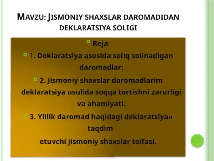 Jismoniy shaxslar daromadidan deklaratsiya soligi